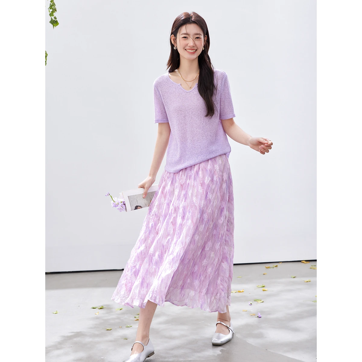 VIMLY ชุดกระโปรงพิมพ์ลายดอกไม้ - Midi Skirt Floral บทวิจารณ์และราคา