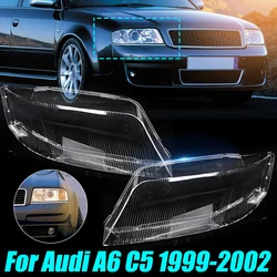 Left+Right Car Headlight Lens Cover For Audi A6 C5 1999-2002 Transparent Lampshade Clear Headlamp Shell