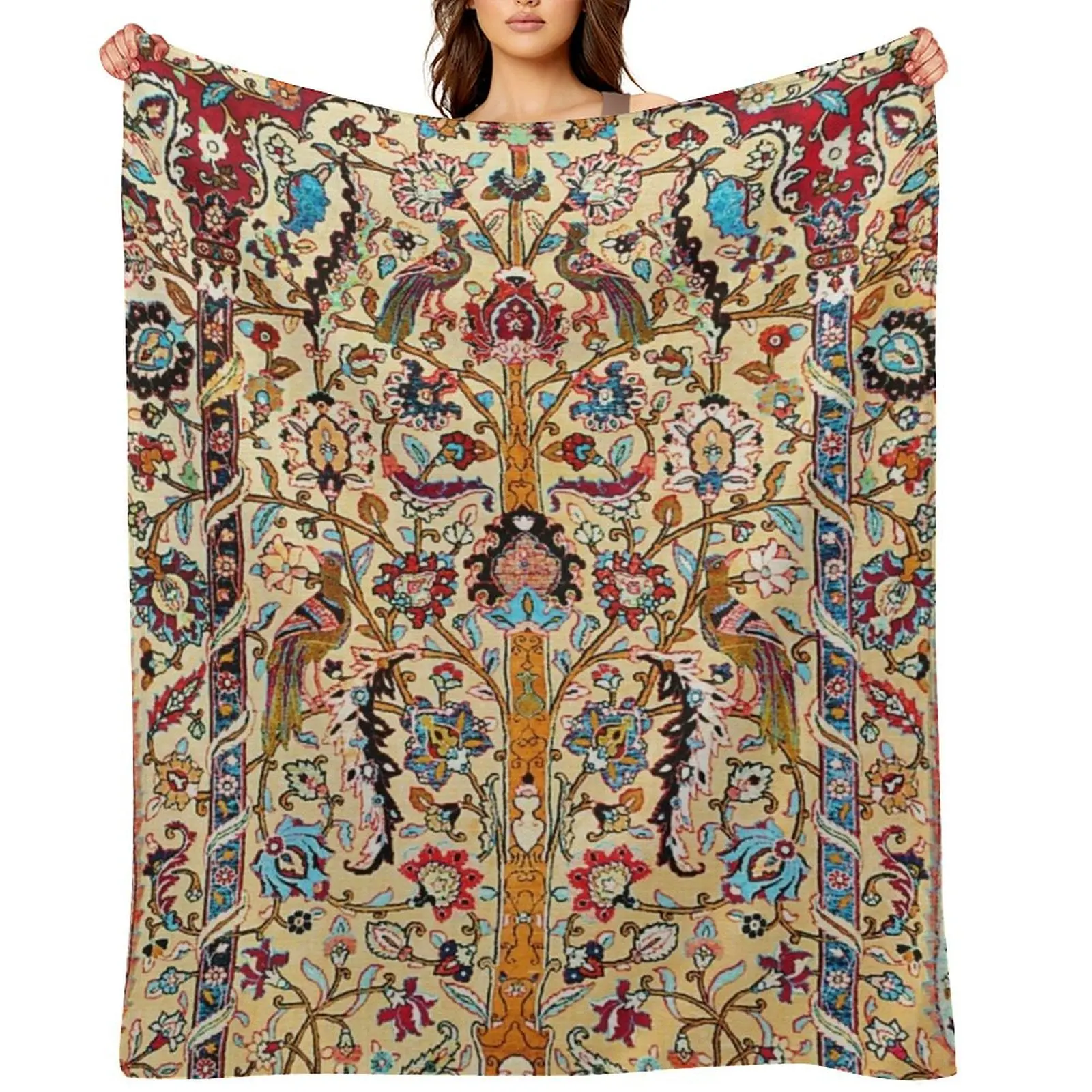 

Tehran Antique Silk Persian Carpet Print Throw Blanket Giant Sofa Stuffeds Large Flannels Blankets