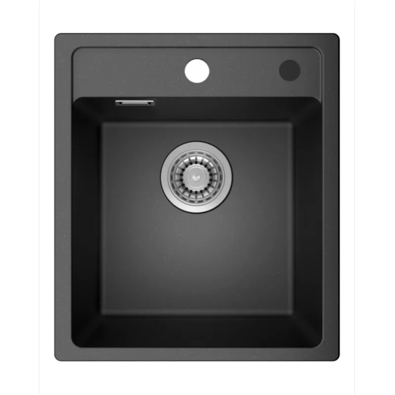 40*46cm Granit-Küchenspüle, Schwarze 1-Becken-Spüle, Dumpy-Kit, Einbau-Spüle