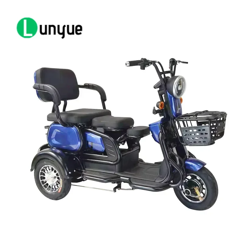 48V Electric Tricycle 501-800W 3 Wheel Open Body Adult E Trike 30km/h with Baby Seat for Daily Commute and Family Use