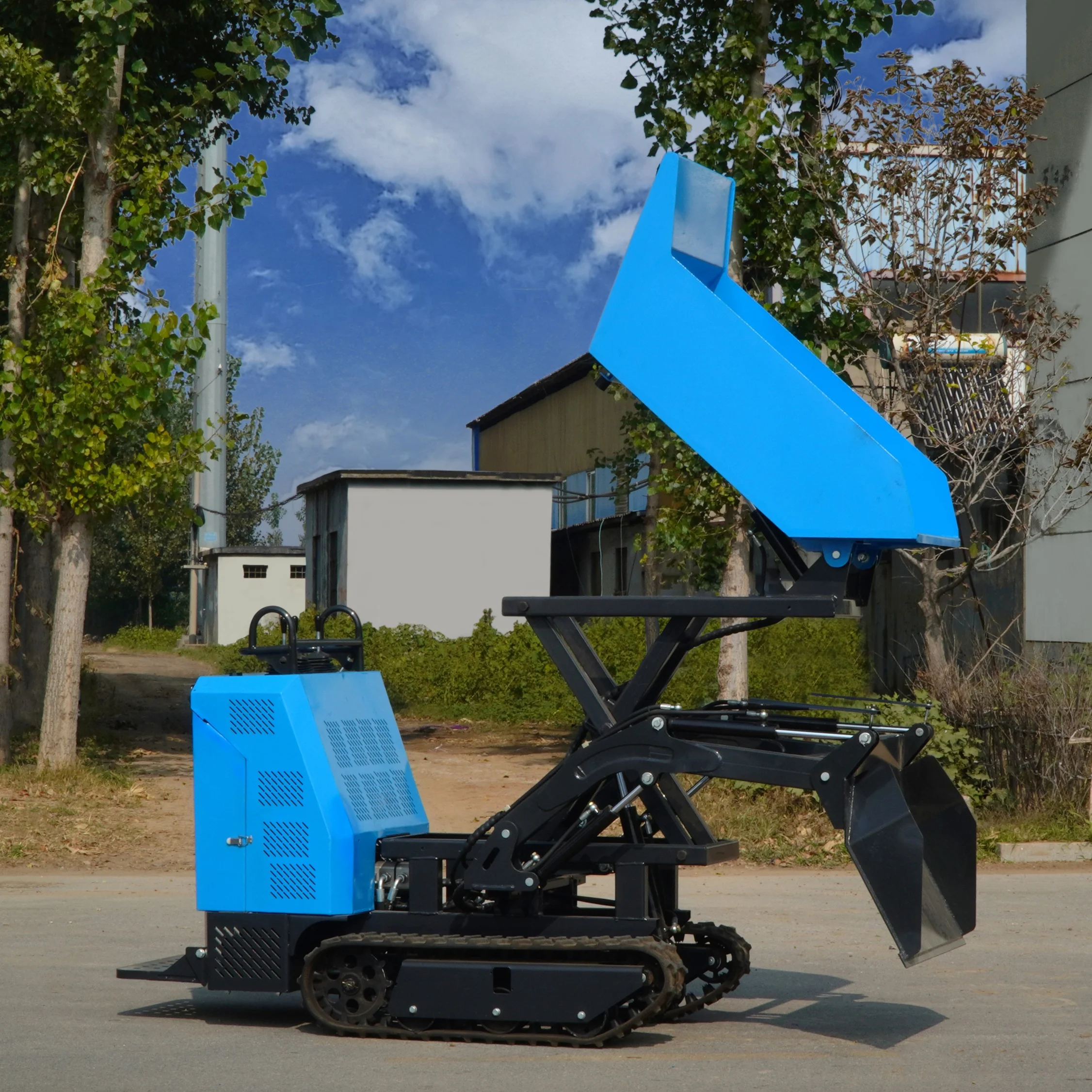 Mini Dumper Truck Electric Mini Dumper For Garden Work Zero Emission Compact Tracked Transporter Vehicle