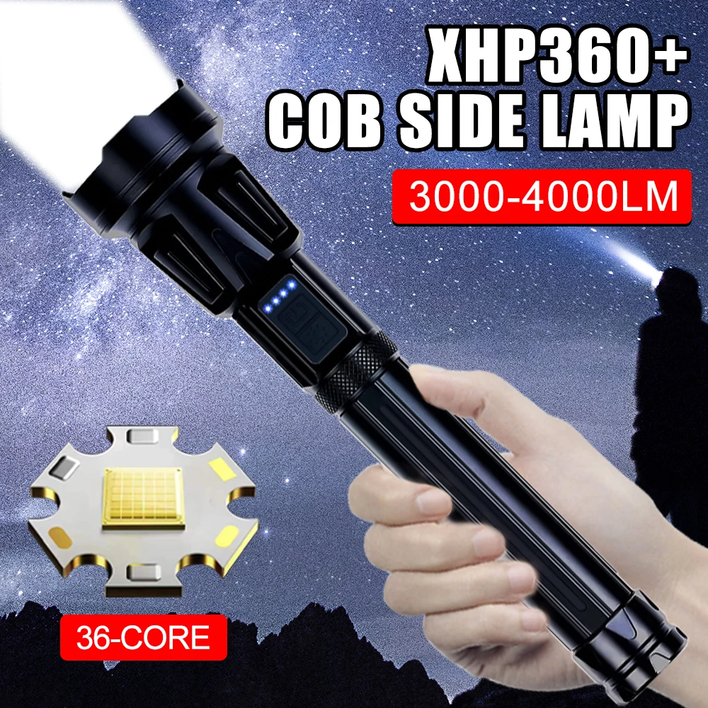 Newest XHP360 High Power 36-Core Led Flashlight USB Rechargeable Torch Light Most Powerful Flashlight Waterproof Lamp 4000LM