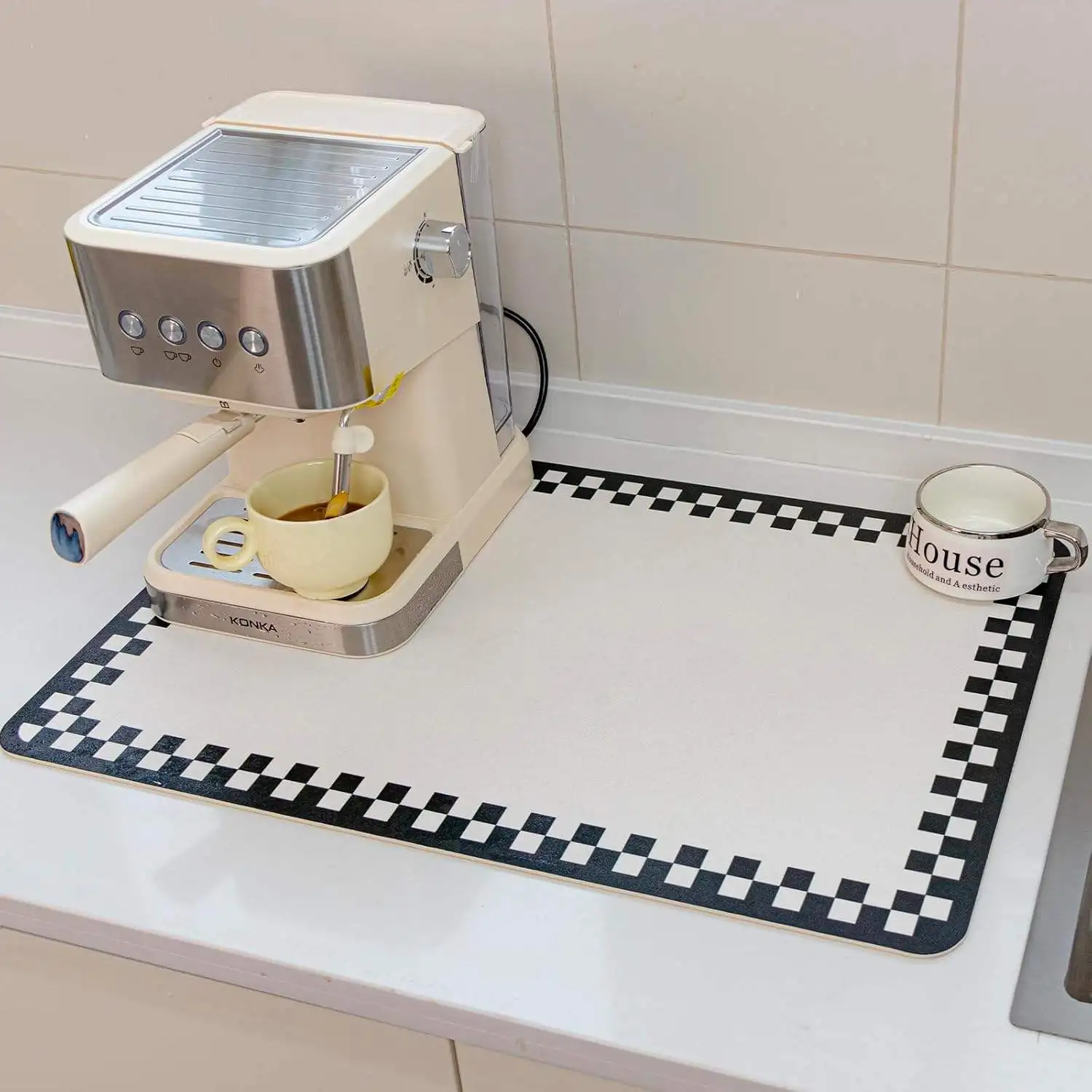 

Super Absorbent Non-Slip Kitchen Drying Mat Quick Dry Coffee Maker Dish Drain Pad Tableware Placemat