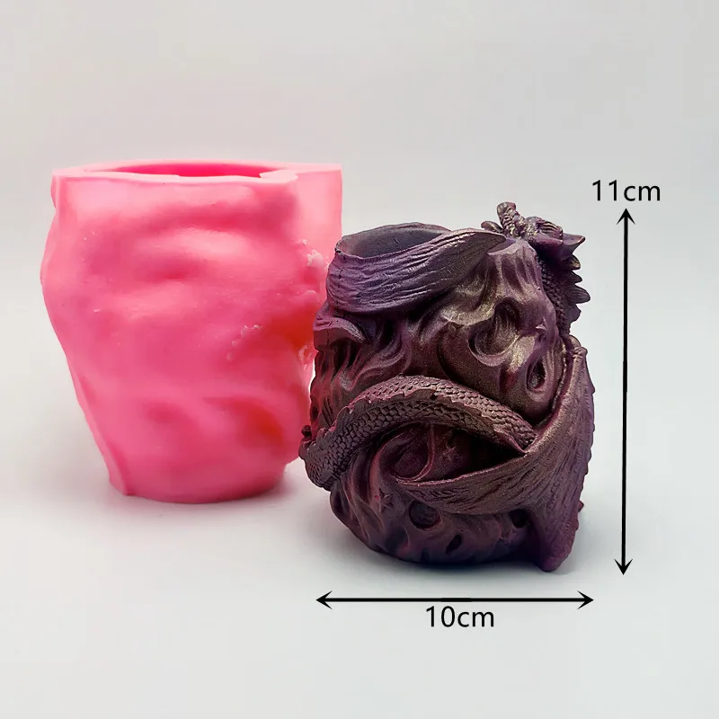 Dark Dragon Pen Holder Silicone Mould DIY Making Resin Gypsum Vase Succulent Mould Home Decor Tool