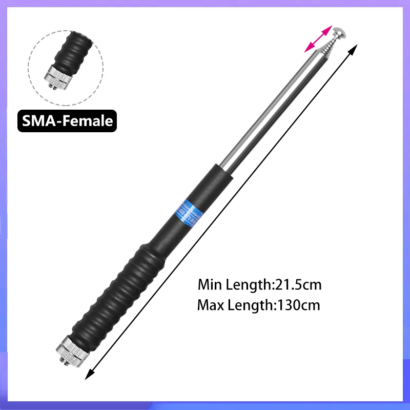 Telescopic Extendable Antenna 130cm High Gain VHF SMA-Female/Male Aerial For Baofeng UV-5RH DM-1701 Quansheng UVK5 Walkie Talkie