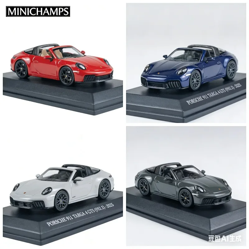 MINICHAMPS 1:64 911 (992.2) TARGA 4 GTS -2025- Modelo de coche de aleación realista para exhibición estática, juguete para niños, pieza de colección para adultos