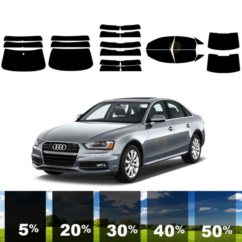 precut Removable Window Tint Film For Car 100% UVR 5%-70%VLT Heat Insulation Carbon ﻿For AUDI A4 4 DR SEDAN 2009-2016