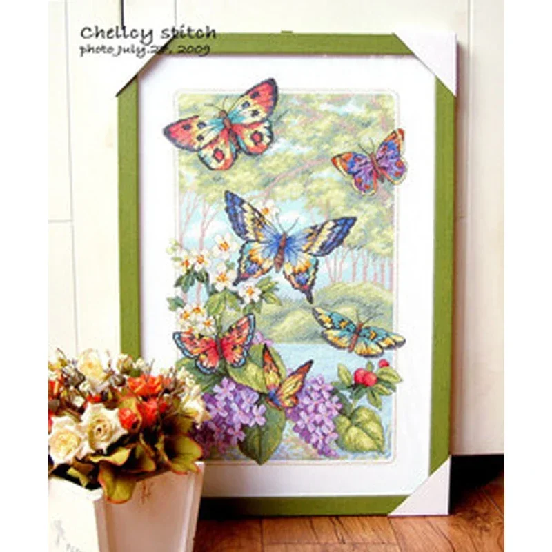 Amishop Gold Collection Lovely Counted Cross Stitch Kit Butterfly Forest Butterflies And Flower Dim 35223