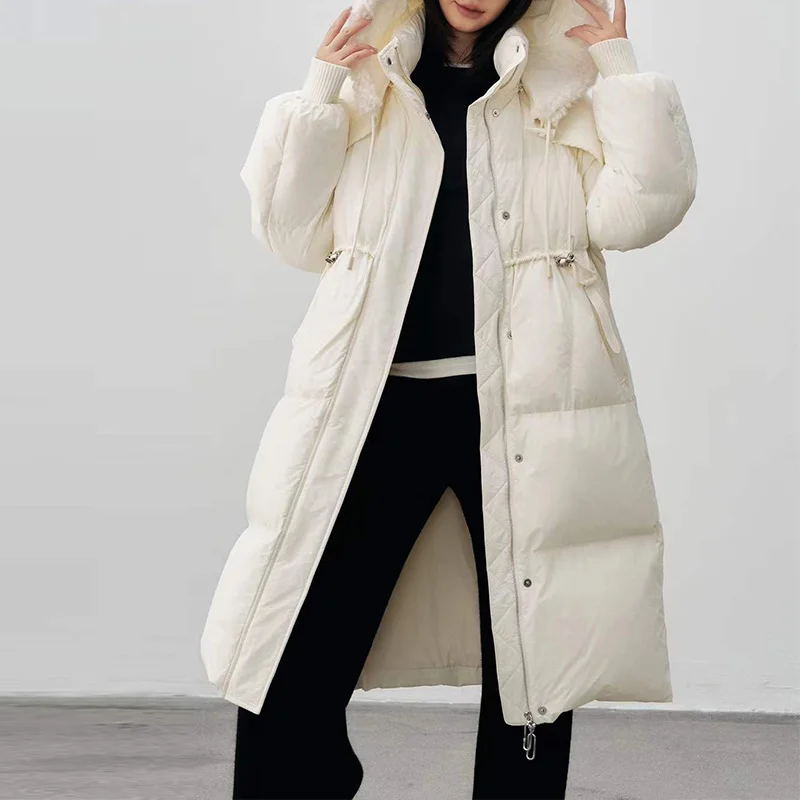 Lange Daunenjacke für Damen für Herbst/Winter – modischer, übergroßer, verdickter, warmer, vielseitiger Mantel im neuen Stil, trendig