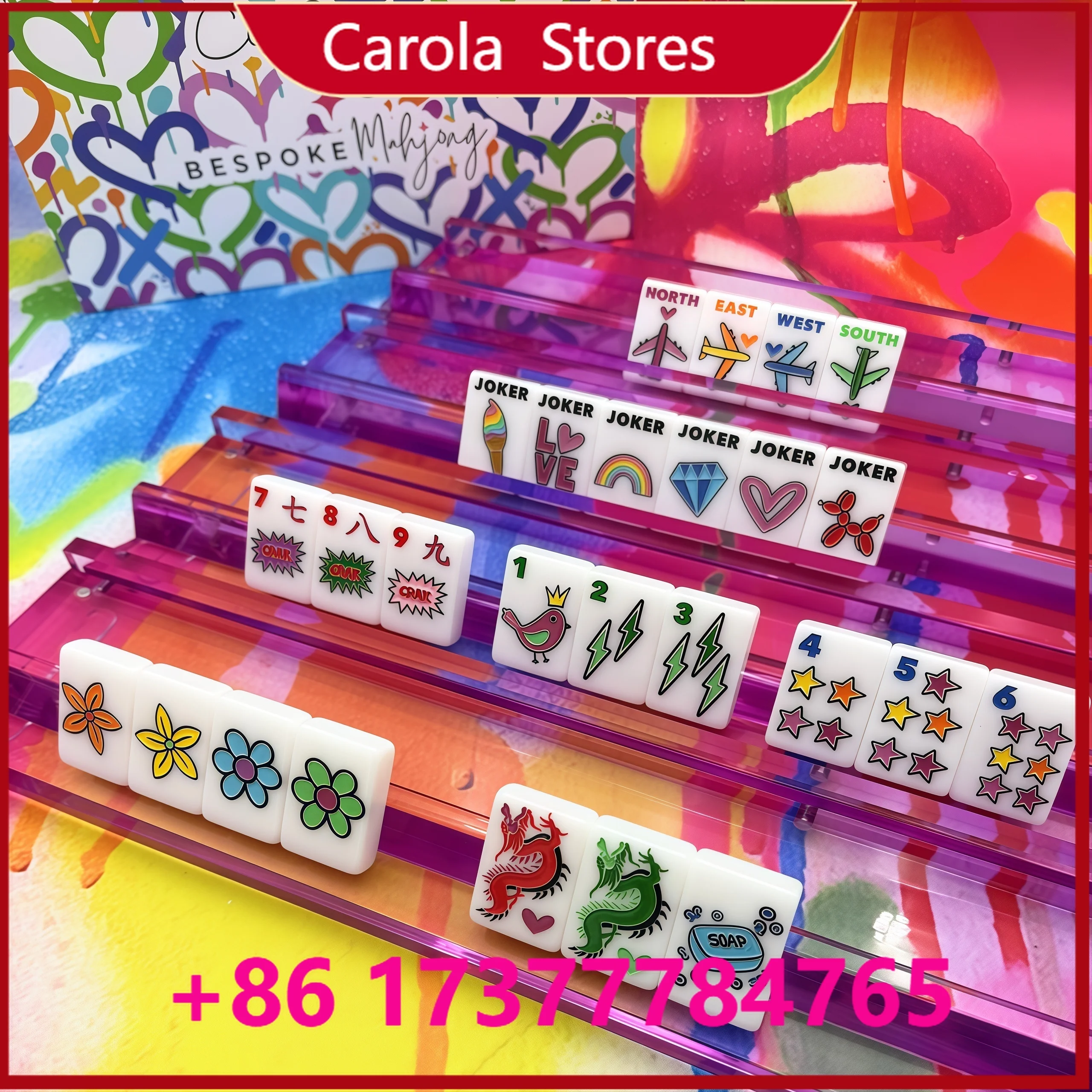 160-Piece American Mahjong Set Color Crush Bright White Eco-Friendly Acrylic Tiles Portable Mahjong Game Set
