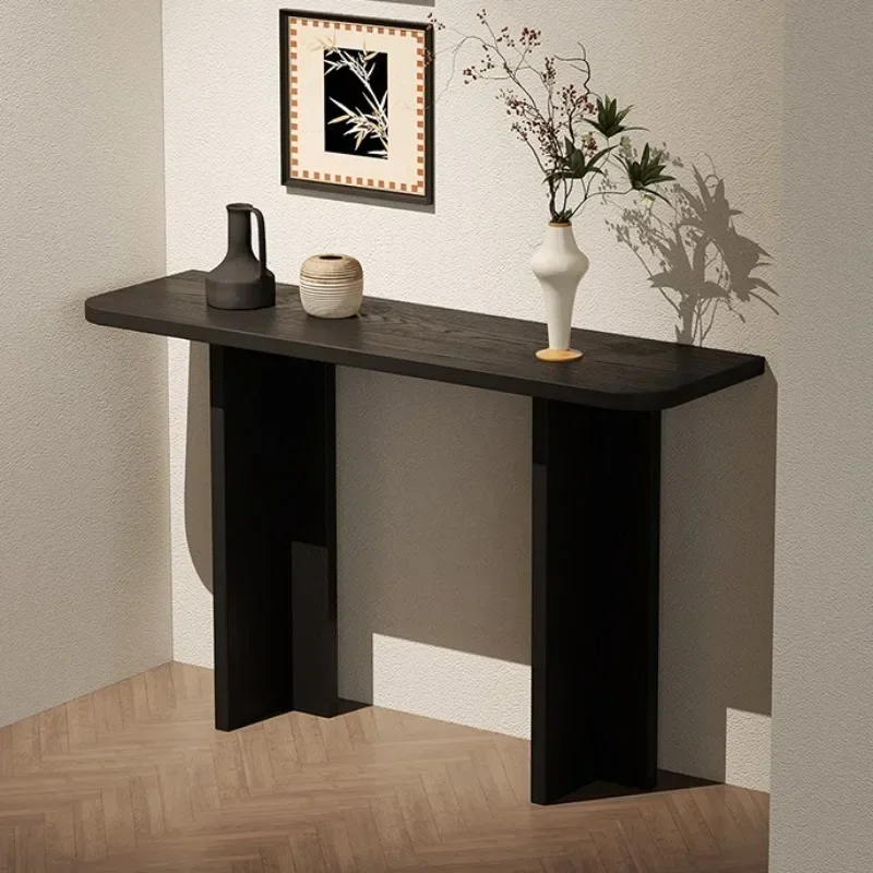 Mesas de entrada modernas de madeira maciça, designer antigo, minimalista, console de parede, móveis para sala de estar, corredor, arte, decoração u