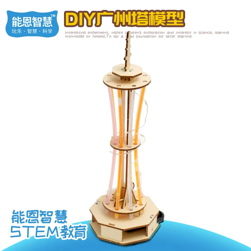 FAI DA TE Canton Tower Modello STEM Giocattoli Tecologia Scienza Kit di strumenti sperimentali Giochi educativi di puzzle in legno per bambini G285
