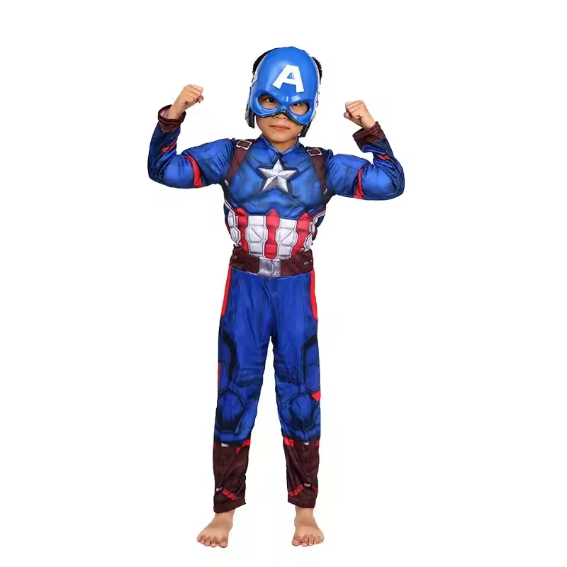 Captain America Muscle Costume Superhero Captain America Muscle Cosplay Jumpsuit Shield Halloween Carnival Party Costume for Kid - Image 10