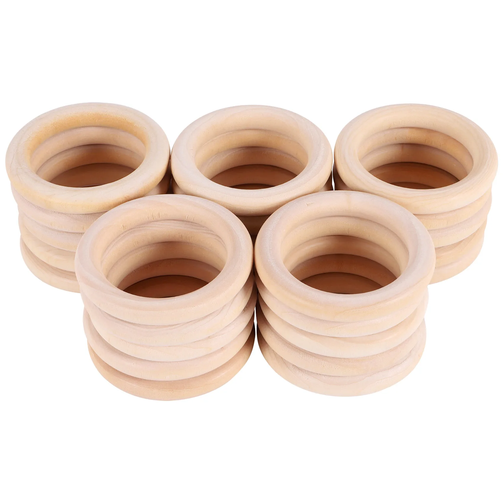 25 Pcs Natural Wood Rings 70mm Unfinished Macrame Wooden Ring Wood Circles for DIY Craft Ring Pendant Jewelry Making