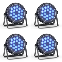 U'King 4PCS IP65 Waterproof Flat Stage Light 18 LED Par Light RGBW DMX512 Effect DJ Disco Party Christmas Bar Wedding Show Light