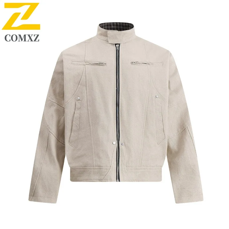 

COMXZ Men Denim Coat Lightweight Camping Trip Solid Fashion Travel Trip Varsity Jacket Daily Outing High-Quality Design Jackets