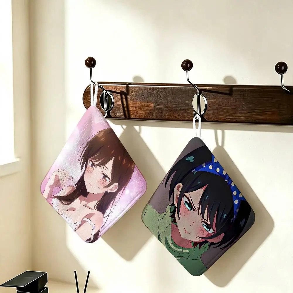 Anime Rent-A-Girlfriend New 25x30cm Small Hand Towel Quick Dry Decorative Kitchen Towel Gauze Towel Home Restaurant