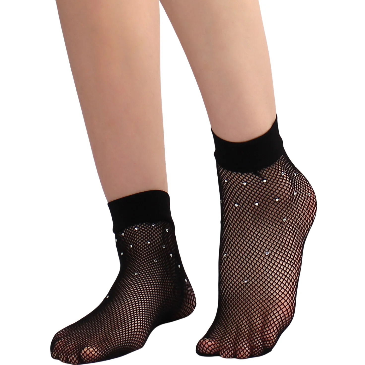 3 Paar Netz-Söckchen, schwarzes Netzmuster, modische Strumpfwaren für Damen