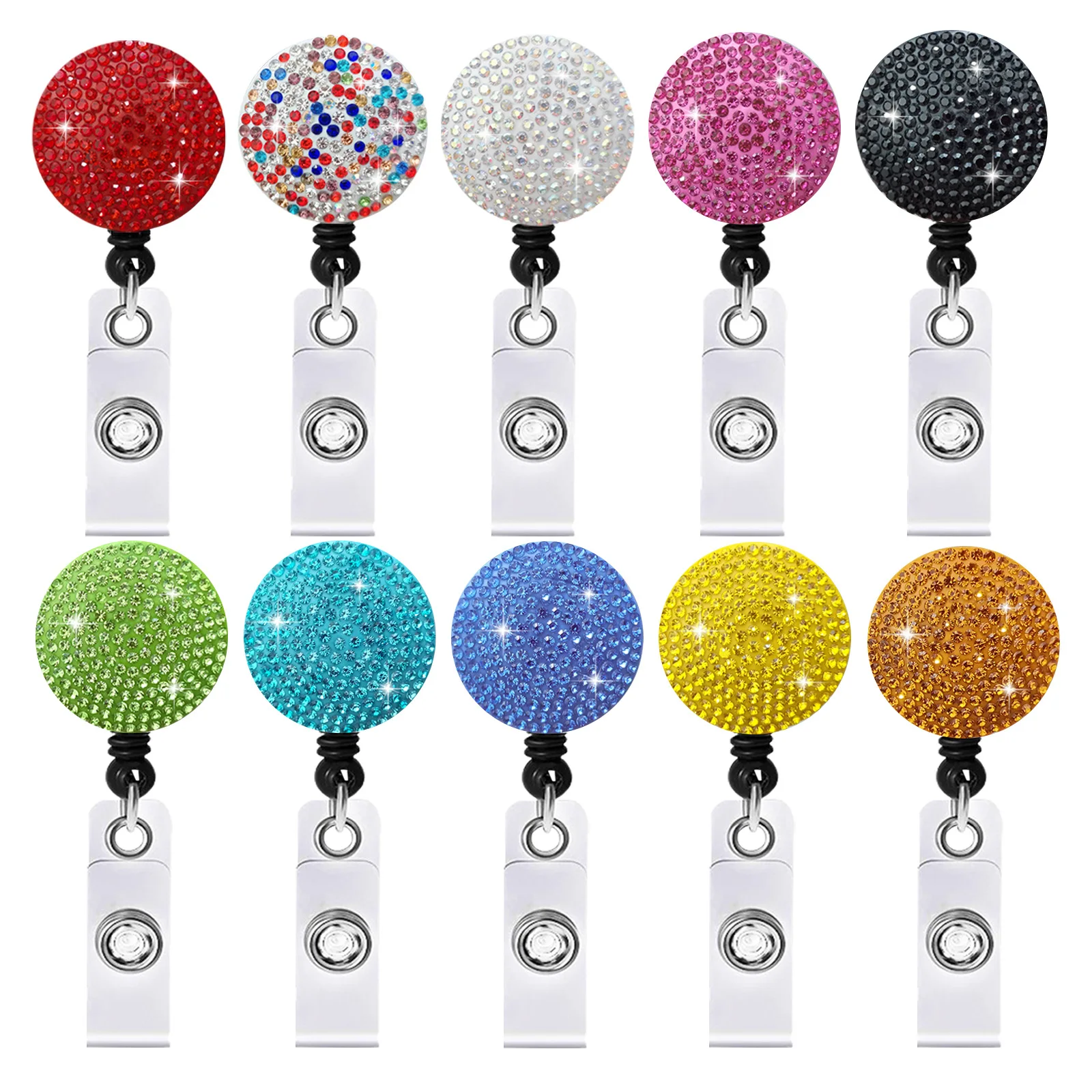 2023 New Arrival 1 Piece Top Quality Rhinestone Nursee Badge Reel Fashion Girls Doctor ID Card Holder Keychains  Lanyaard