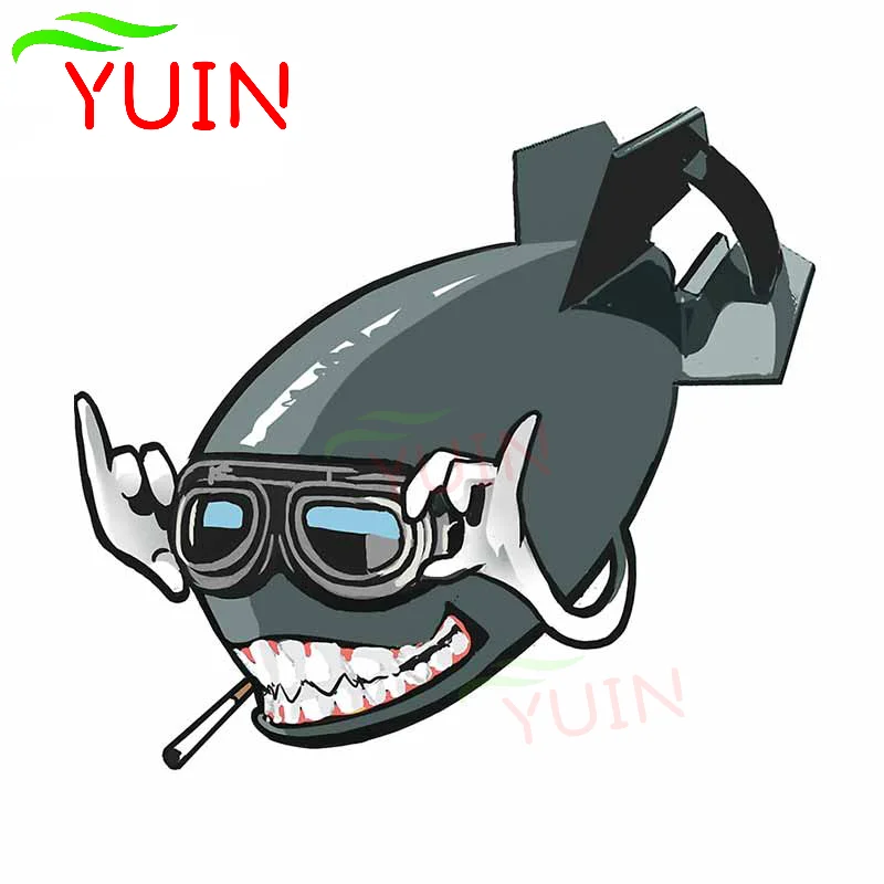 YUIN Funny Submarine Smoking Car Sticker Fashion Personality PVC Bumper Decoration Accessories Waterproof Anti-UV Decal 13*12cm