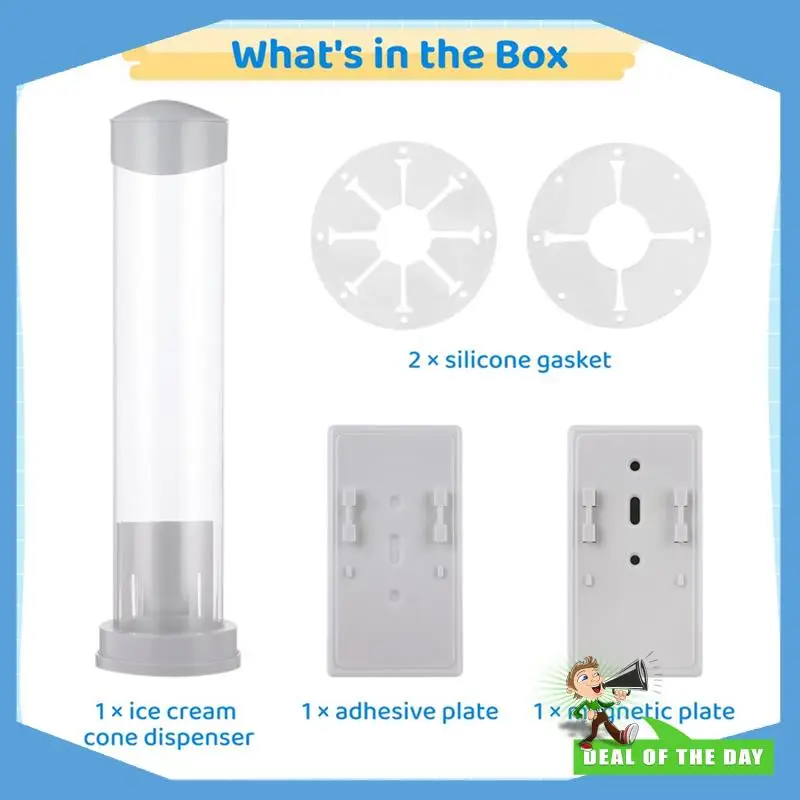 

24-Hour Delivery Waffle Cone Holder Plastic Ice Cream Cone Dispenser With Magnetic Plate Adhesive Plate Storage Tube