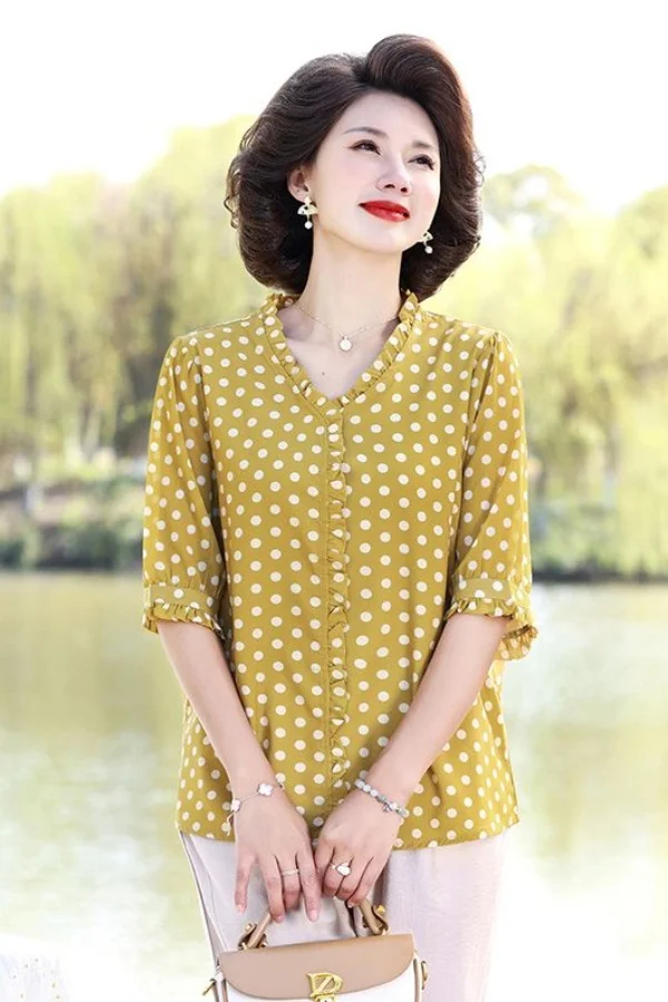 

Новая футболка с принтом, рубашки с короткими рукавами, шифоновые свободные и модные женские рубашки