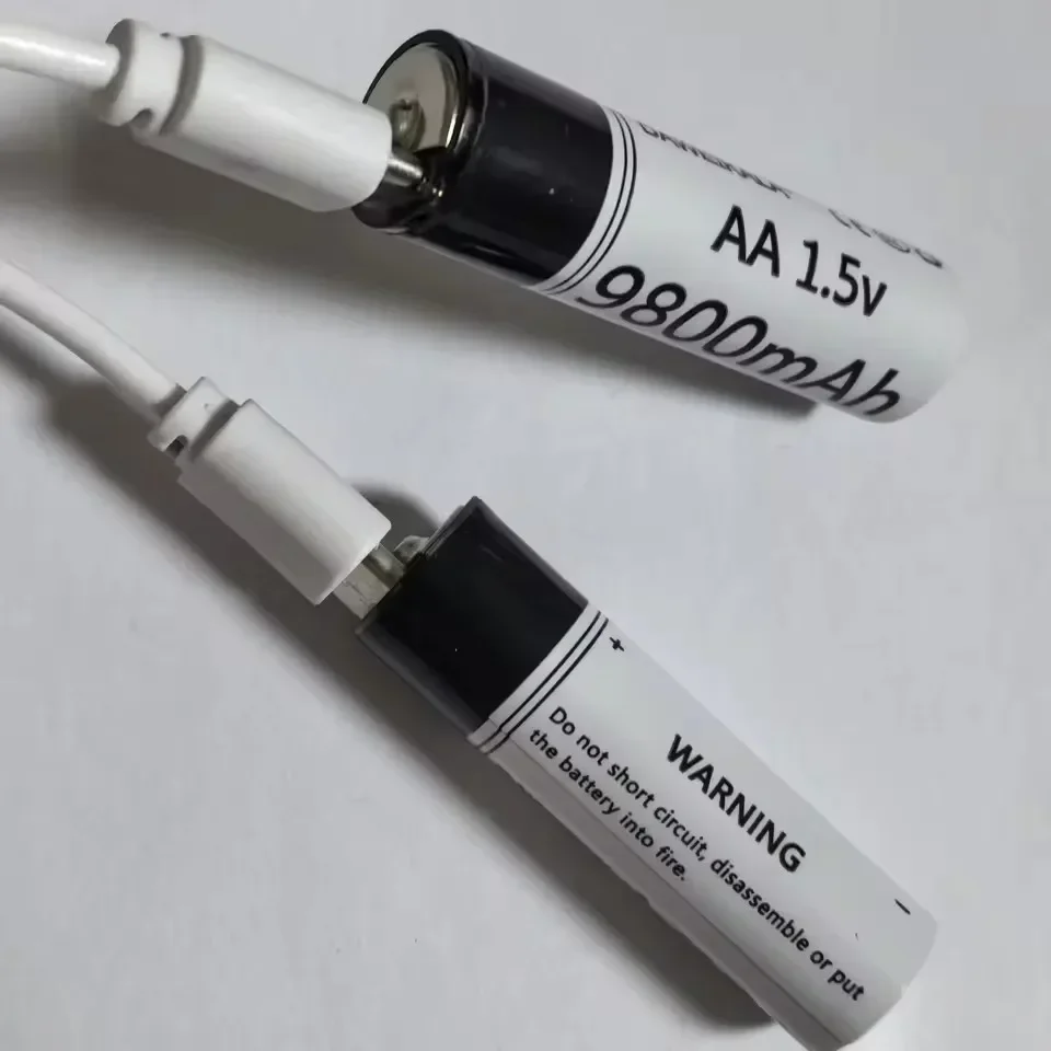 USB-C Rechargeable AA Li-ion Battery 1.5V 9800mAh Fast Charging Cell With USB-C Cable for Mouse Remote Control Electric Toy