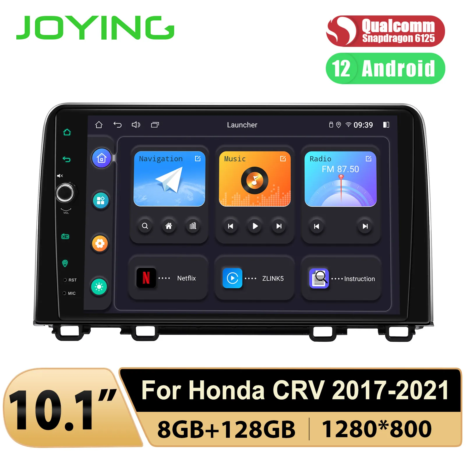 

JOYING 10.1 Inch 8G 128G Android 12 Car Radio Audio System Multimedia Carplay For Honda CRV CR-V 2017-2021 Plug and Play