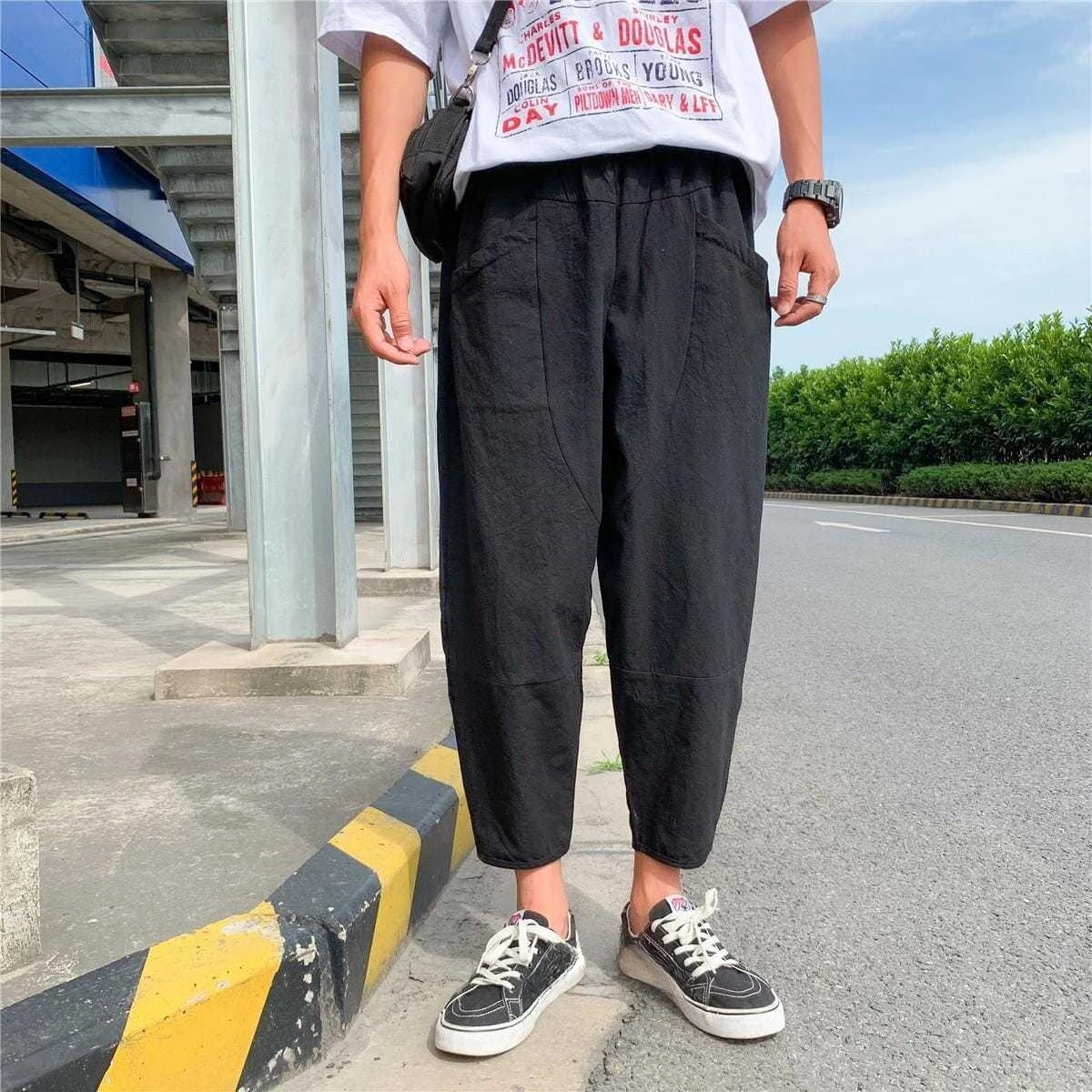Summer Casual Pants Man Thin New in Low Price Stylish Aesthetic High Quality Fashion 2025 Clothes Polyester Y2k Trousers for Men