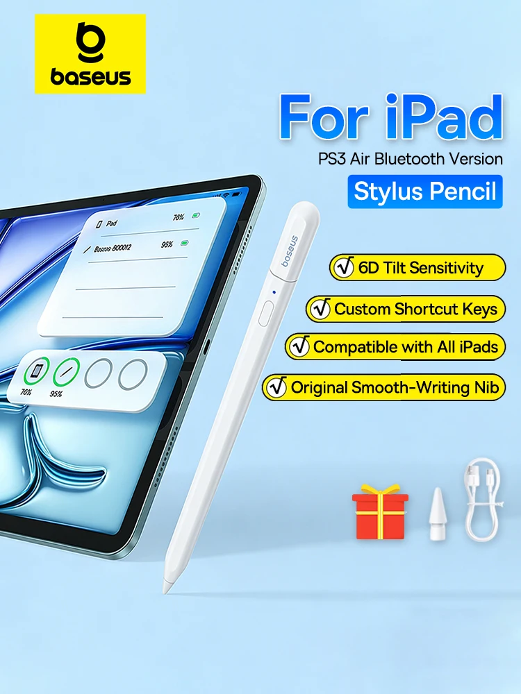 Baseus PS3 Air Bluetooth Stylus Pen do iPada, uniwersalny ołówek z bezprzewodowym ładowaniem do wszystkich tabletów iPad Air Pro Mini, pióro dotykowe do pisania — zdjęcie produktu 7