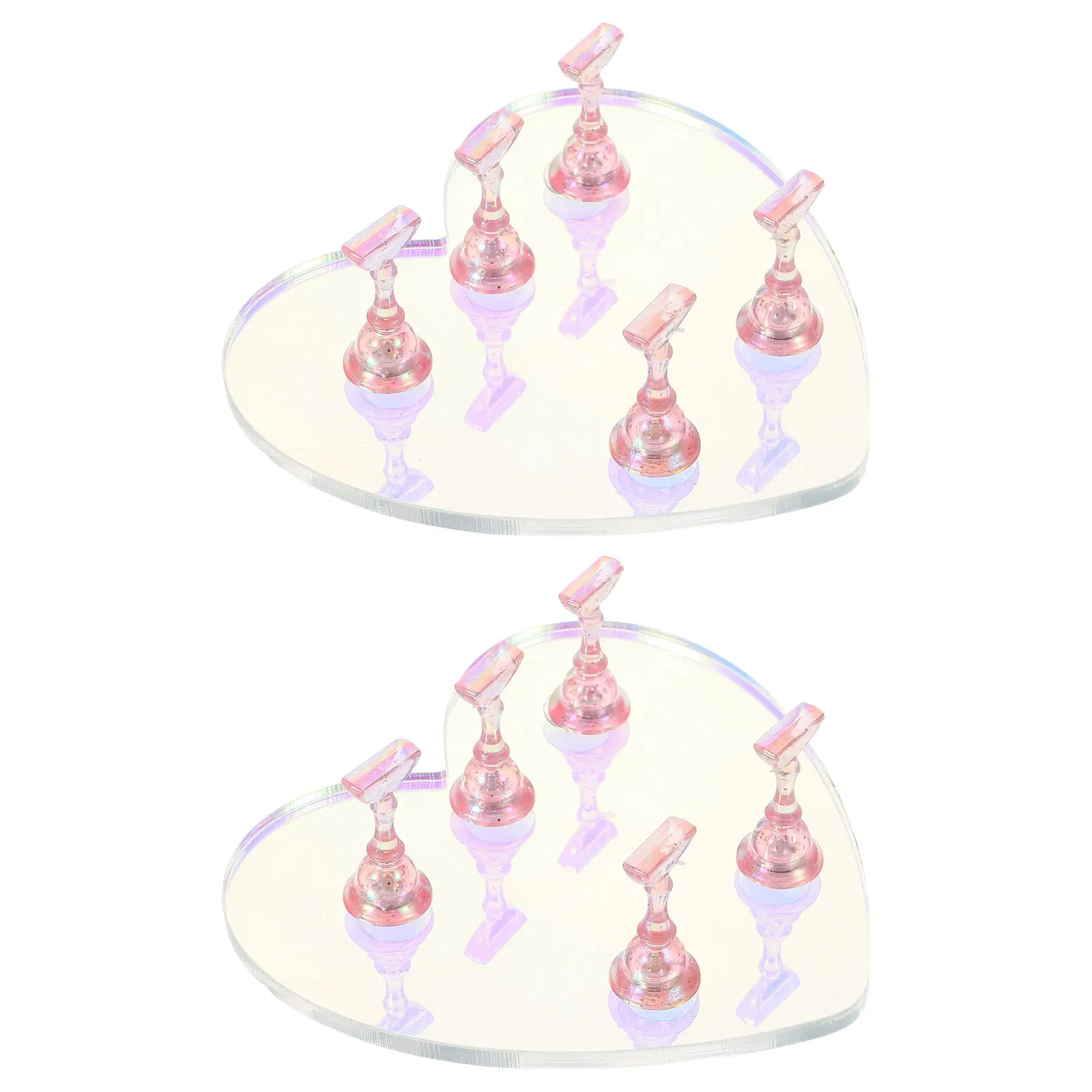 

2Sets Nail Art Practice Stand Heart Base Acrylic Nail Tips Display Holder Press on Nails Salon Training Manicure DIY Accessories