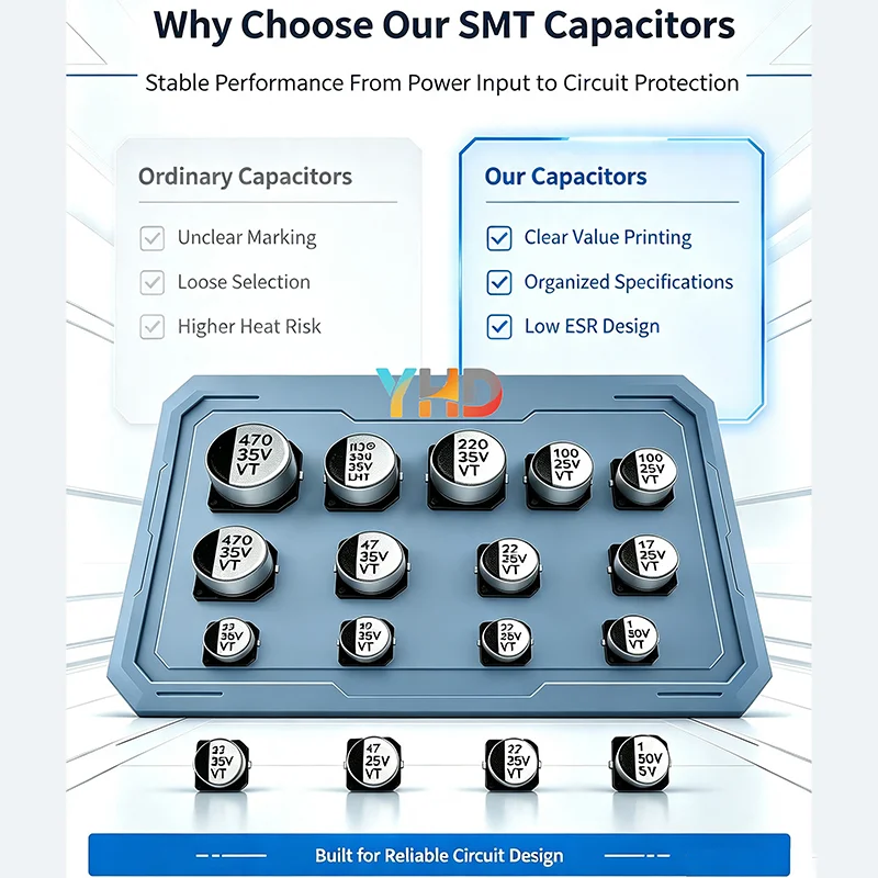 20PCS SMD 8*10.5 Size 50V 35V 25V 16V 10V 6.3V 100UF 220UF 330UF 470UF 1000UF Aluminum Electrolytic Capacitor