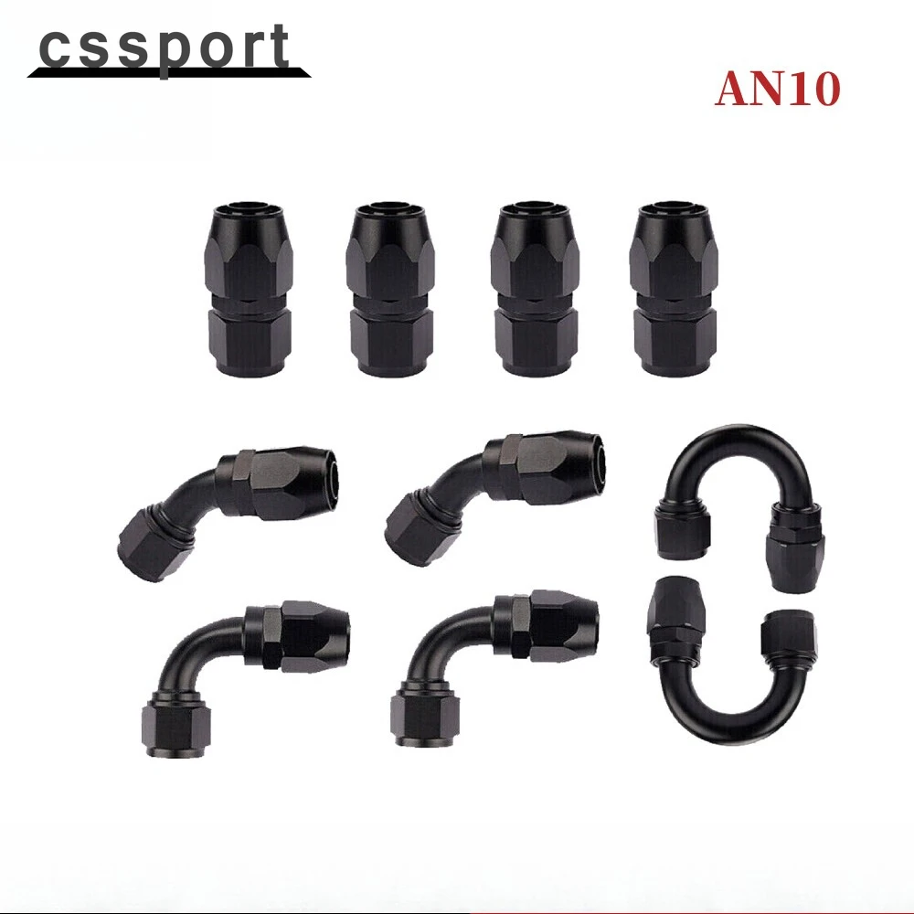 

10PCS 10AN CPE Swivel Fuel Oil Gas Hose End Fitting Adapter Kit 0 45 90 180