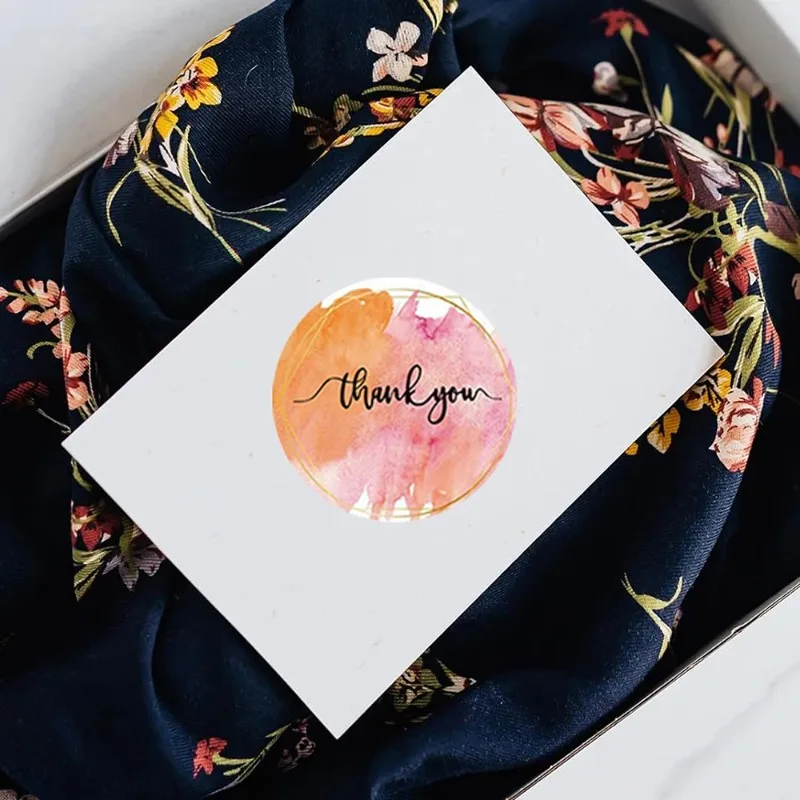 500 قطعة/لفة شكرا لك ملصقات 2.5 سنتيمتر لطيف الوردي الذهب تسميات للشركات الصغيرة أو هدية الزفاف ديكور القرطاسية التعبئة والتغليف ملصق #3