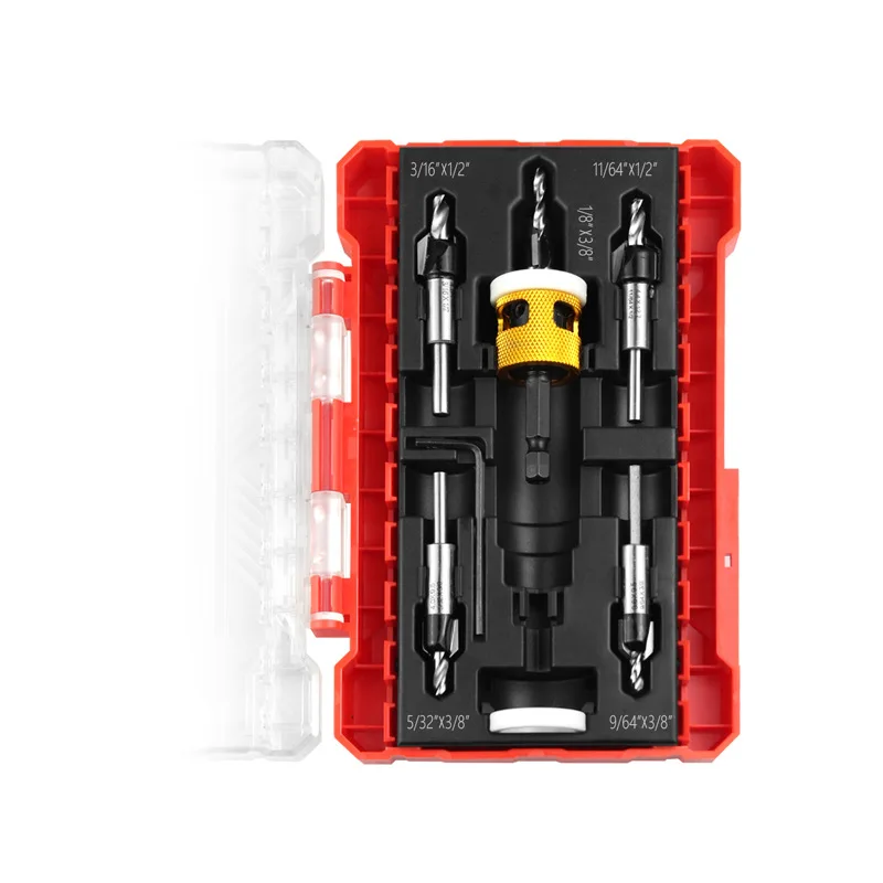 

Countersink Drill Bit Set with Depth Limiter, Woodworking Step Drill, Countersink Taper Drill for Screw Installation