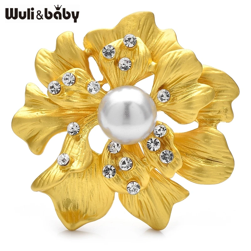 Wuli&baby 2-color Peony Flower Brooches For Women Lady Beautiful Plants Party Office Brooch Pins Gifts