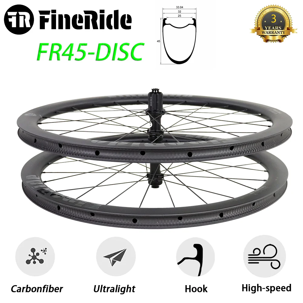 

700C гравийные колеса из углеродного волокна, ежедневный дорожный велосипед, глубина 45 мм, дисковый тормоз, дорожные диски, сверхлегкие гоночные карбоновые дисковые колеса