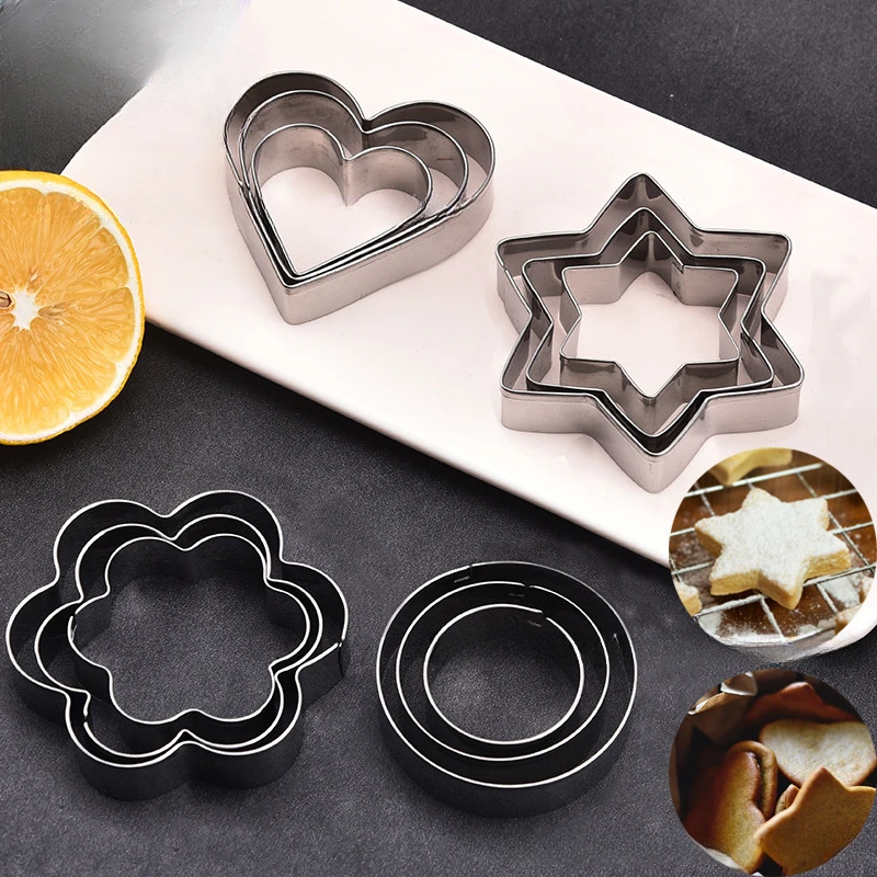 1/30Pc Cookie Molds Circle Hexagonal Star Plum Blossom Love Shape Biscuit Cutters Stainless Steel Cake Decoration Fondant Cutter