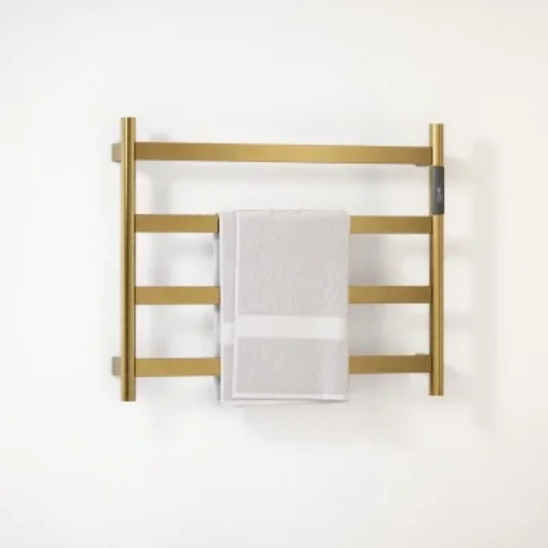 Brushed Gold Electric Towel Rack Stainless Steel Temperature Control Smart Home Heated Rail Towel Warmer Elegant Design