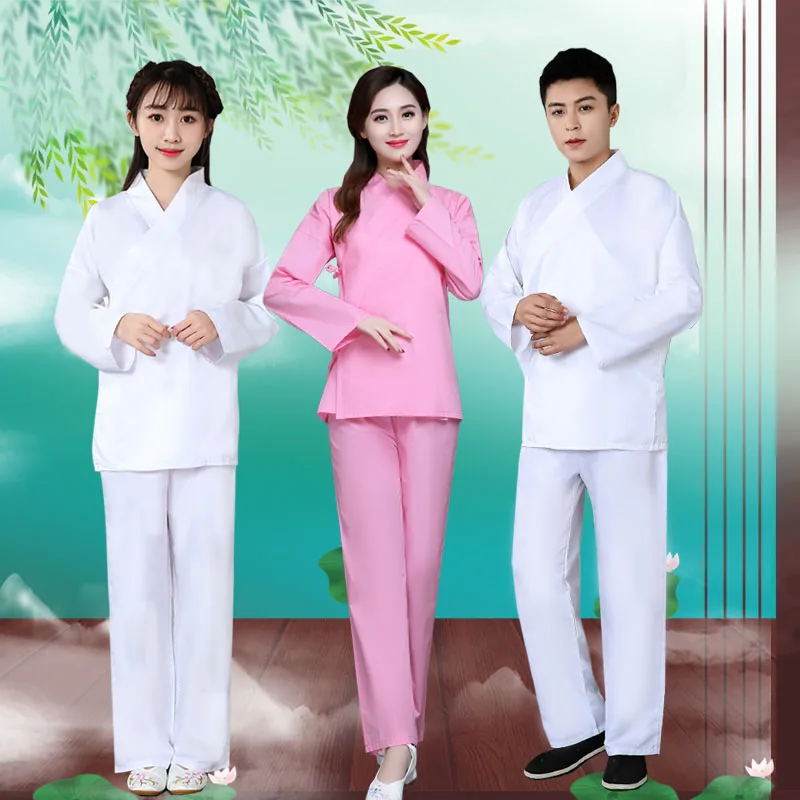 Unisex Cotton Wuxia Costume for Men and Women,Ancient Underwear, Woman Pajamas Suits, Han Tang Dynasty Bedclothes, White Black