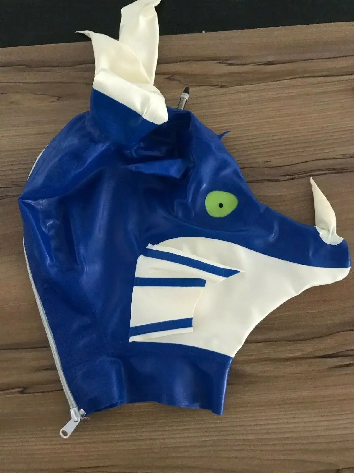 

100% латексная резина темно-синяя животная плотная заклепка на молнии для ролевых игр бленда 0,4 мм