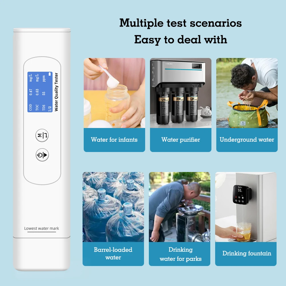 جهاز اختبار جودة المياه TDS Meter COD TOC EC TEMP UV275 - جهاز مراقبة نقاء المياه الرقمي لمياه الشرب وحوض السمك والزراعة المائية