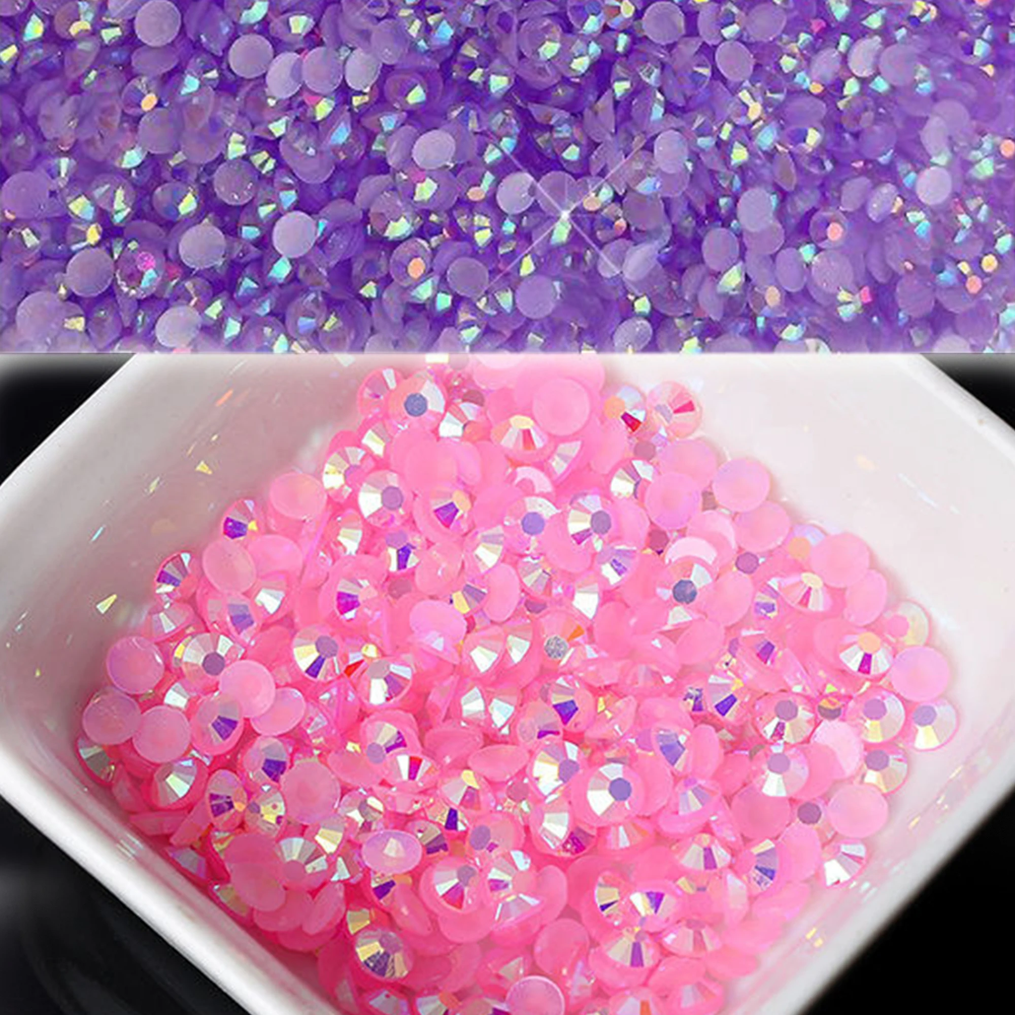 Flatback Newest TranspareAB Jelly Resin Non Hotfix Rhinestones in Bulk Package Nail Art Strass for Nail Wedding