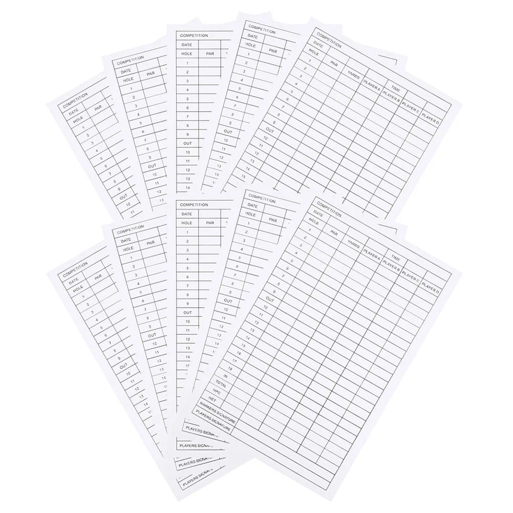 30 Pcs Golf Scorecard Golfs Supplies Coated Paper Cards Ball Scorecards Record Use Accessories