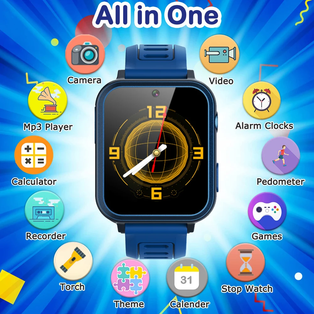 Children\'s Wristwatch 24 Games Kids Smart Watch Music Play Pedometer Tracker Time Display Video Audio Record Torch Smartwatch