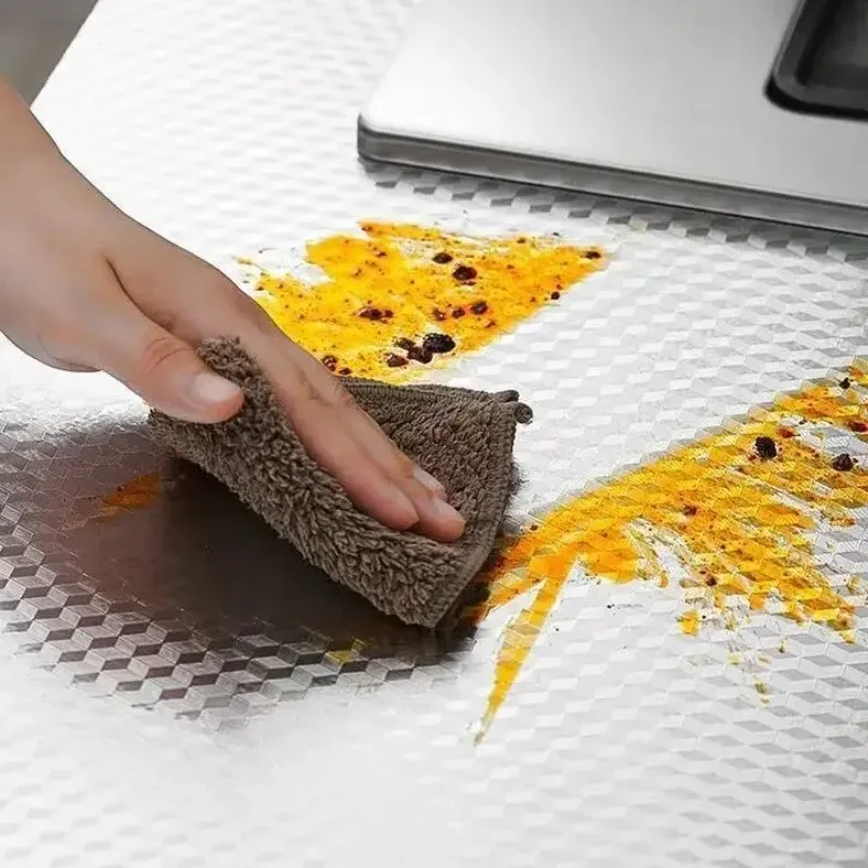 Kitchen Oil-Proof Sticker Stove Top High Temperature Self-Adhesive Wallpaper Cabinet Countertop Aluminum Foil Thickened view 6
