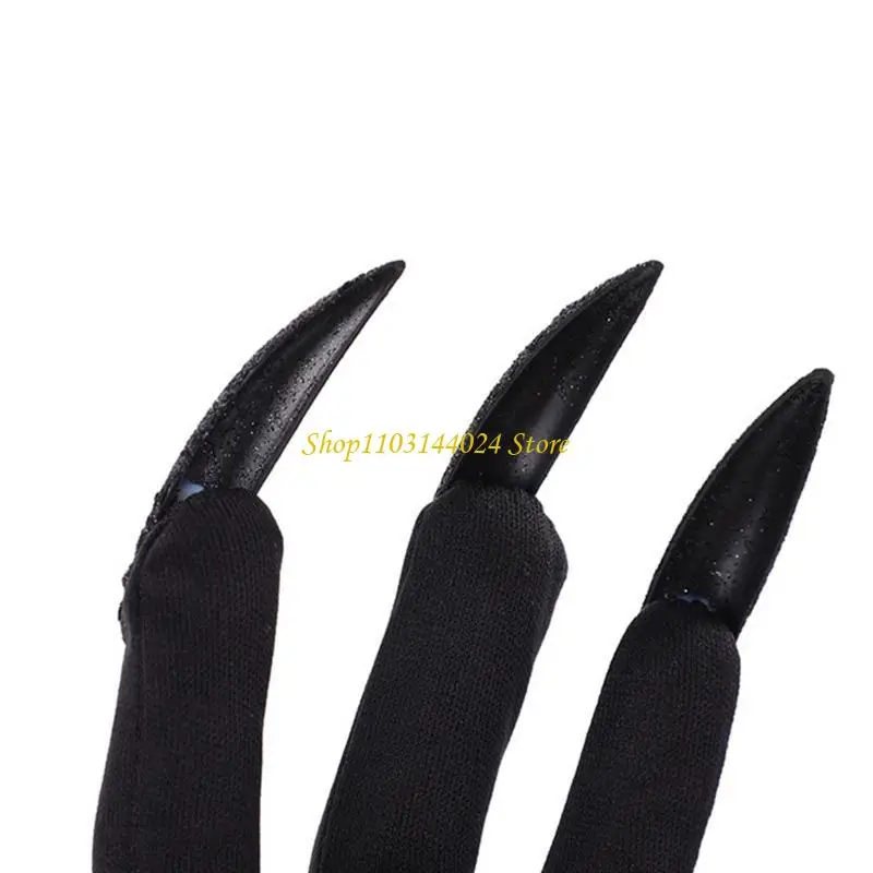 Luvas garra lobo horrível para crianças, halloween, palhaço, festas temáticas, unhas escuras, luvas com glitter