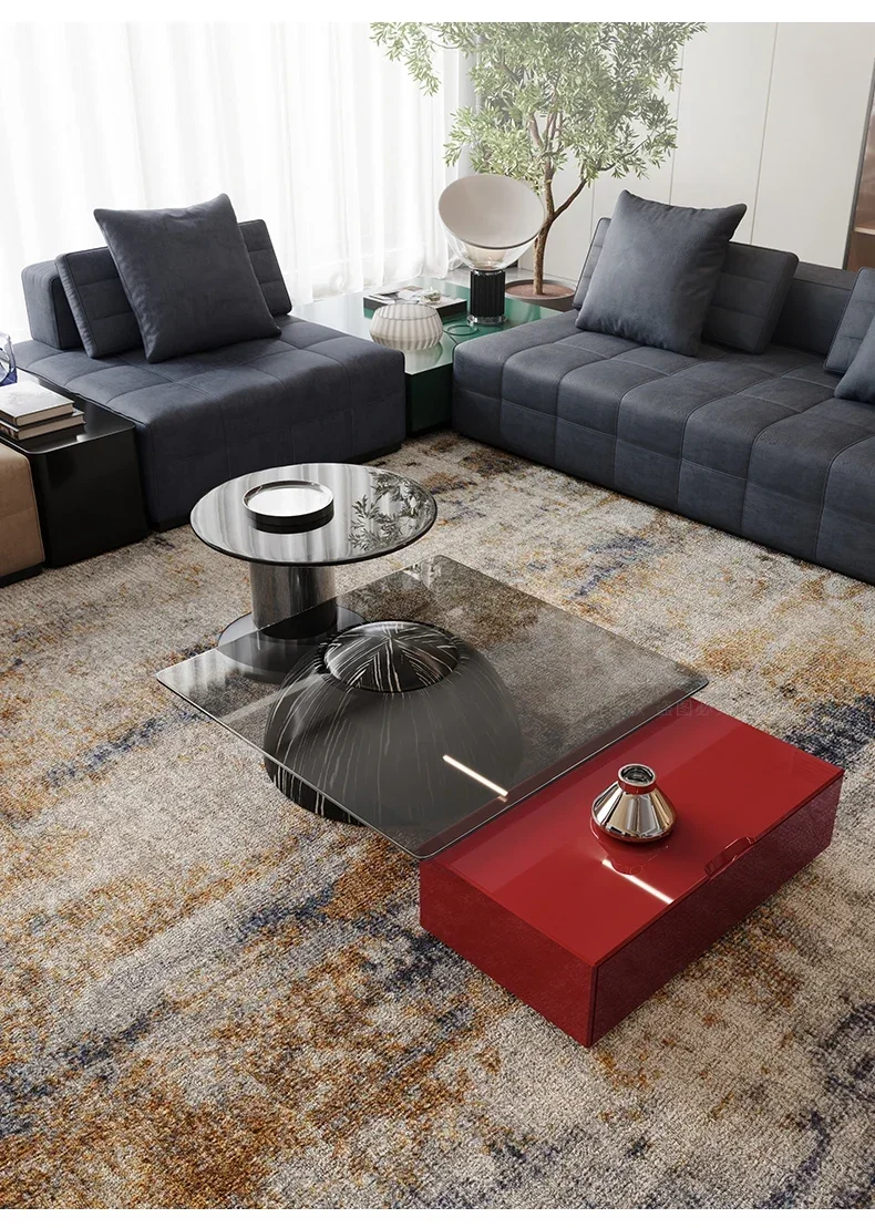 Modern glass coffee table high sense art irregular