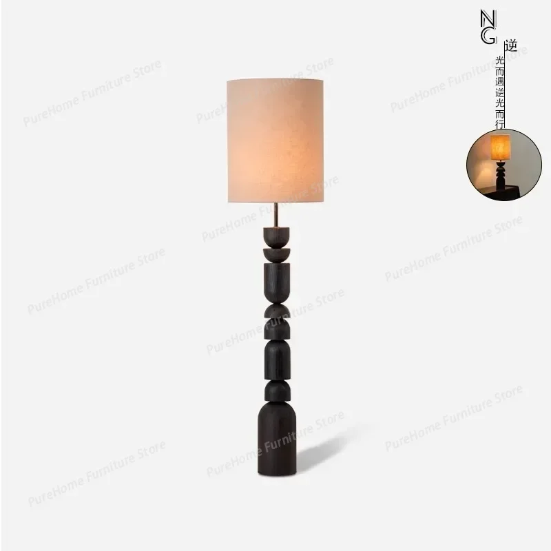 

French Medieval Living Room Study Floor Lamp Next To Sofa Solid Wood Retro Log Wind Atmosphere Vertical Floor Lamp